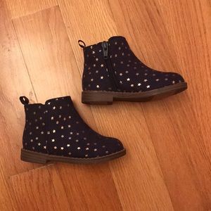 Gap Blue Booties with Metallic Gold Stars